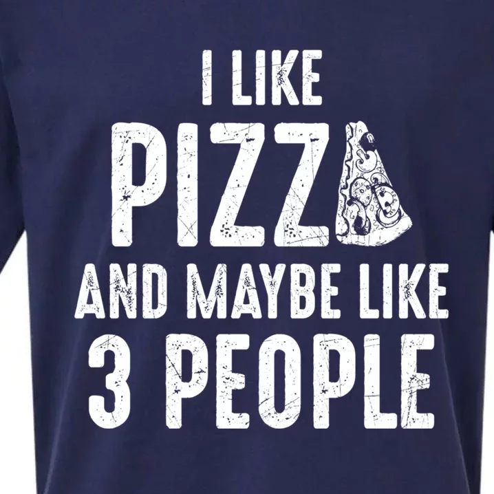 I Like Pizza And Maybe Like 3 People Introvert Gift Sueded Cloud Jersey T-Shirt