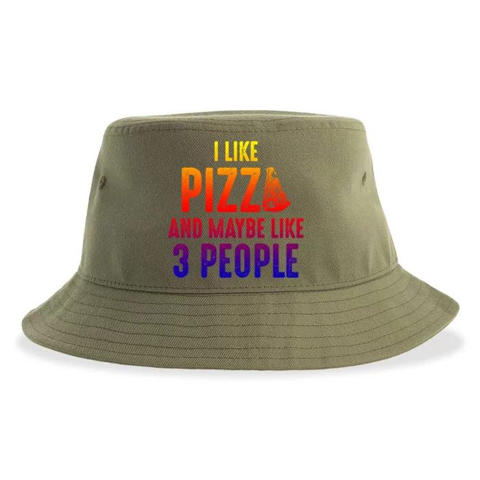 I Like Pizza And Maybe Like 3 People Introvert Cool Gift Sustainable Bucket Hat