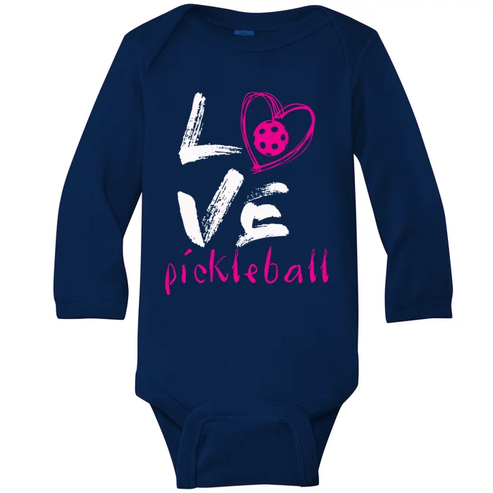 I Love Pickleball Meaningful Gift Funny Pickle Ball Tee For Player Cool Gift Baby Long Sleeve Bodysuit