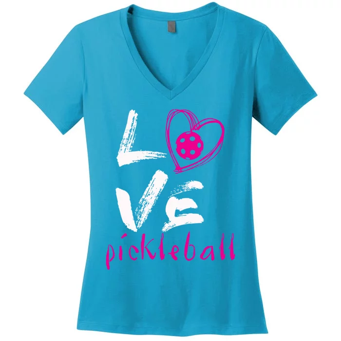 I Love Pickleball Meaningful Gift Funny Pickle Ball Tee For Player Cool Gift Women's V-Neck T-Shirt