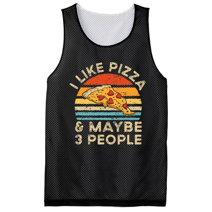 I Like Pizza And Maybe 3 People Retro Mesh Reversible Basketball Jersey Tank