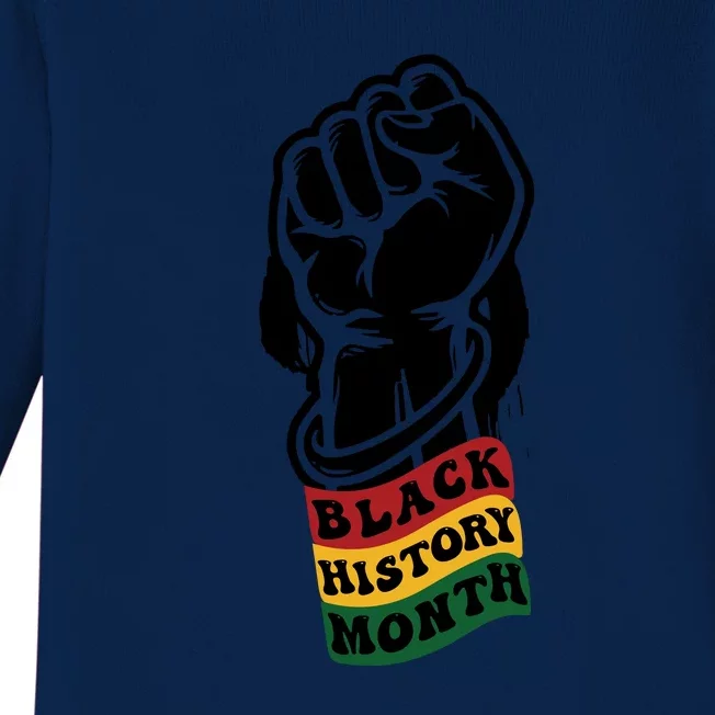 Inspirational Leaders Power Fist Hand Black History Month Baby Long Sleeve Bodysuit