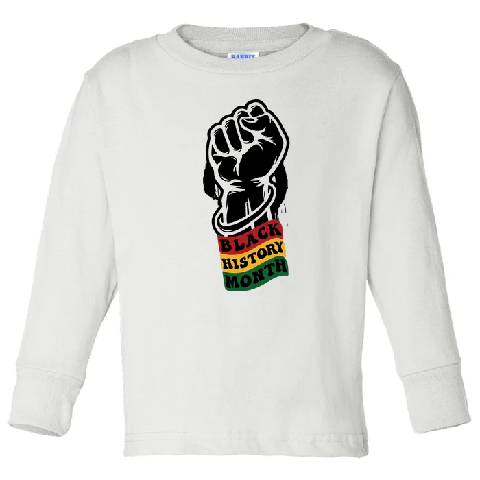 Inspirational Leaders Power Fist Hand Black History Month Toddler Long Sleeve Shirt