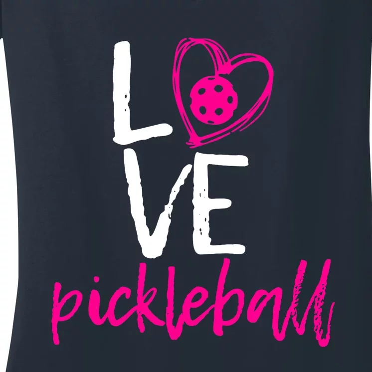 I Love Pickleball Women's V-Neck T-Shirt