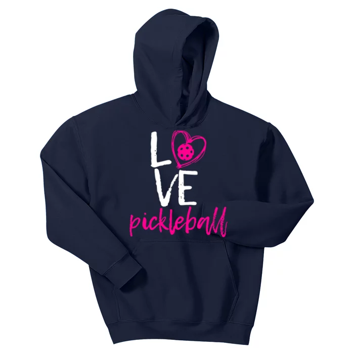 I Love Pickleball Kids Hoodie