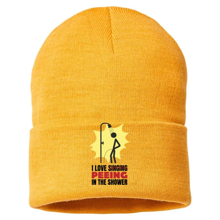 I Love Peeing In The Shower Funny Singing Sustainable Knit Beanie