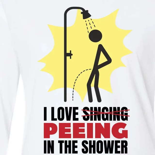 I Love Peeing In The Shower Funny Singing Womens Cotton Relaxed Long Sleeve T-Shirt