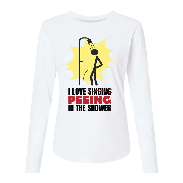 I Love Peeing In The Shower Funny Singing Womens Cotton Relaxed Long Sleeve T-Shirt