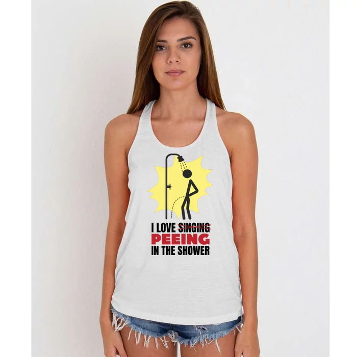 I Love Peeing In The Shower Funny Singing Women's Knotted Racerback Tank