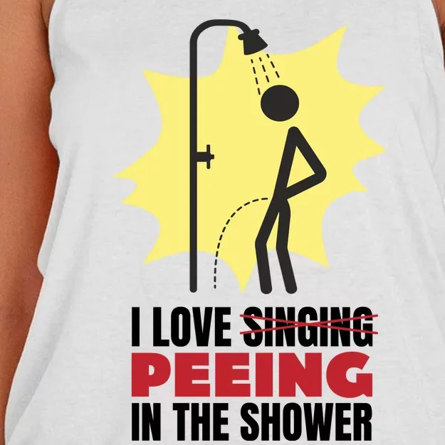 I Love Peeing In The Shower Funny Singing Women's Knotted Racerback Tank