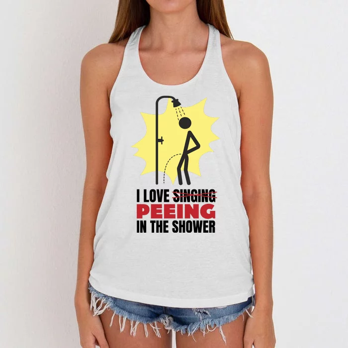 I Love Peeing In The Shower Funny Singing Women's Knotted Racerback Tank