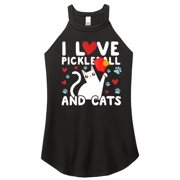 I Love Pickleball & Cats White Cat Fitness Workout Gift TShirt Women’s Perfect Tri Rocker Tank