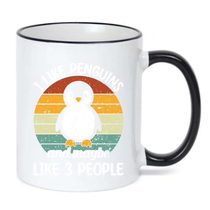 I Like Penguins And Maybe Like 3 People Retro Penguin Gift Black Color Changing Mug