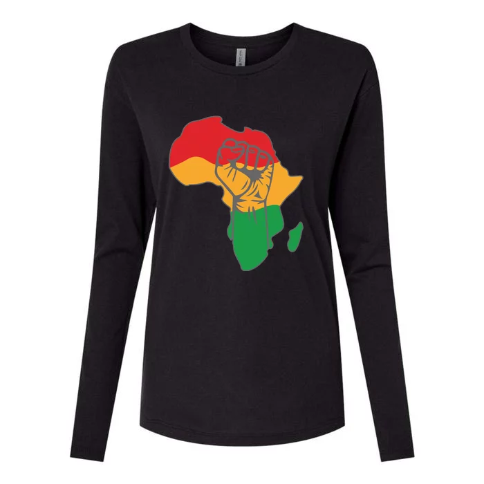 Inspirational Leaders Power Fist Hand Black History Month Womens Cotton Relaxed Long Sleeve T-Shirt