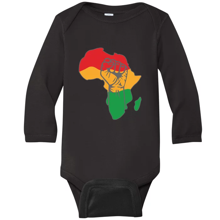 Inspirational Leaders Power Fist Hand Black History Month Baby Long Sleeve Bodysuit