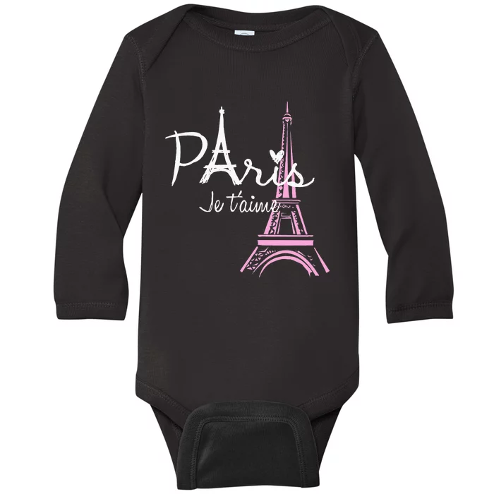 I Love Paris Eiffel Tower France French Souvenir Baby Long Sleeve Bodysuit