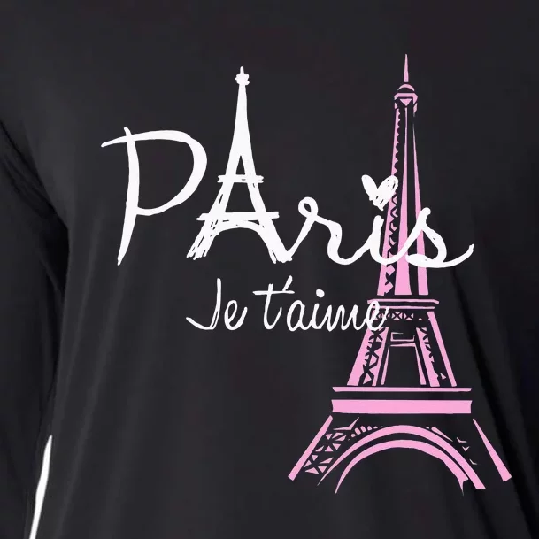 I Love Paris Eiffel Tower France French Souvenir Cooling Performance Long Sleeve Crew