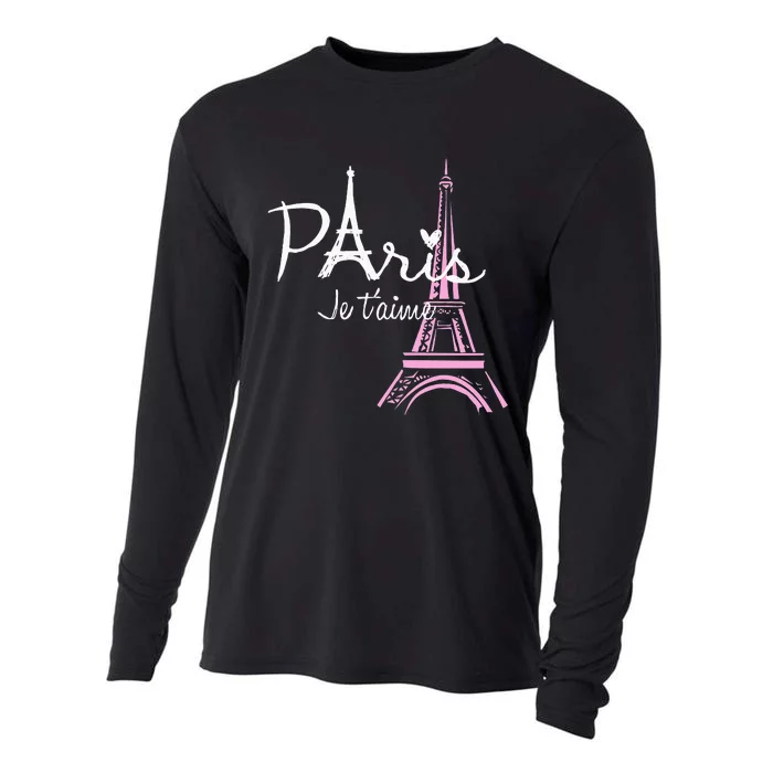 I Love Paris Eiffel Tower France French Souvenir Cooling Performance Long Sleeve Crew