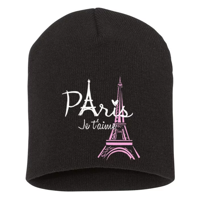 I Love Paris Eiffel Tower France French Souvenir Short Acrylic Beanie