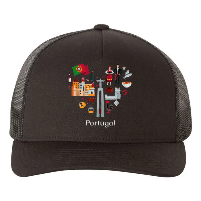 I Love Portugal Lisbon Map Iconic Traditional Souvenir Gift Yupoong Adult 5-Panel Trucker Hat