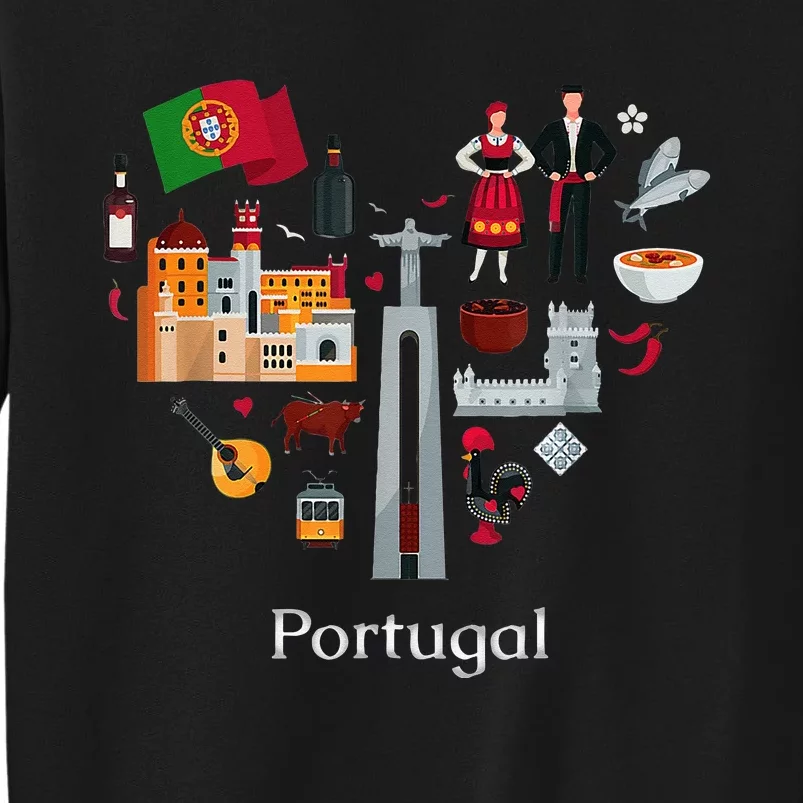 I Love Portugal Lisbon Map Iconic Traditional Souvenir Gift Sweatshirt