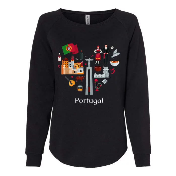 I Love Portugal Lisbon Map Iconic Traditional Souvenir Gift Womens California Wash Sweatshirt