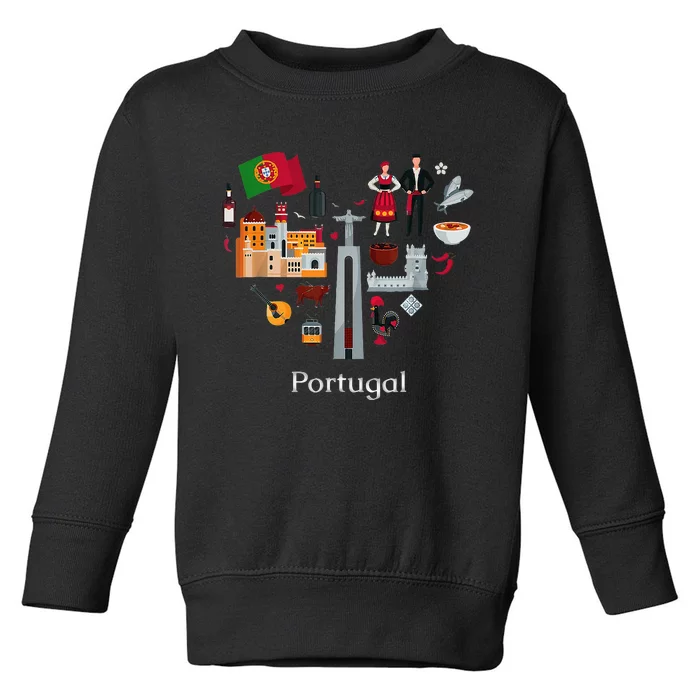 I Love Portugal Lisbon Map Iconic Traditional Souvenir Gift Toddler Sweatshirt