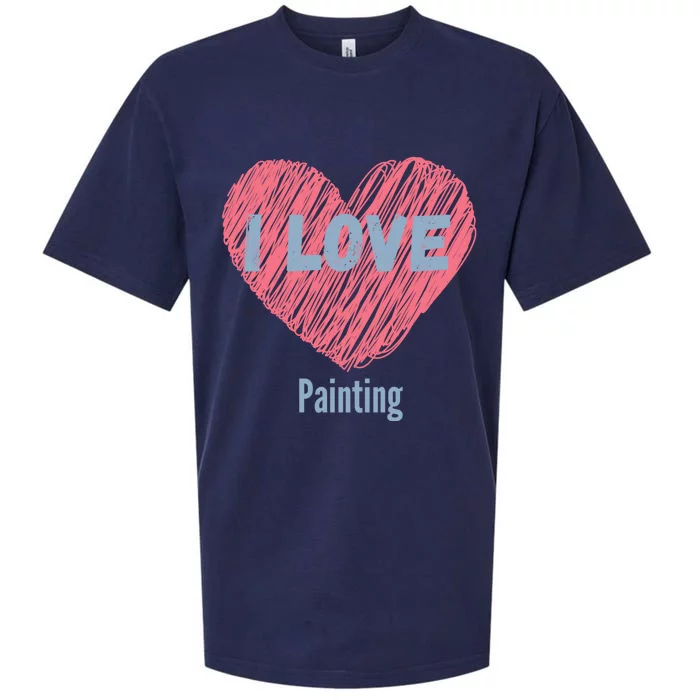 I Love Painting Heart Image Hobby Or Hobbyist Cute Gift Sueded Cloud Jersey T-Shirt