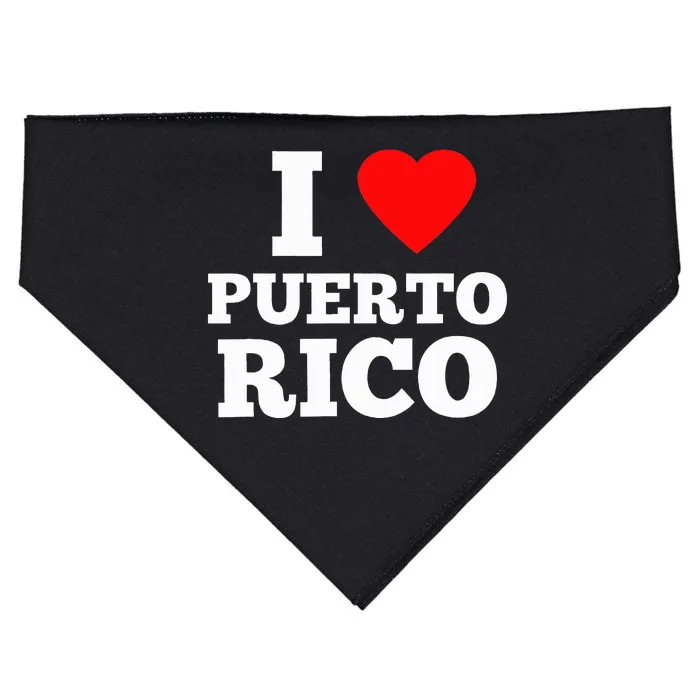 I Love Puerto Rico Usa USA-Made Doggie Bandana