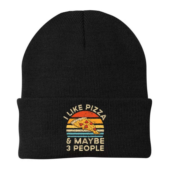 I Like Pizza And Maybe 3 People Retro Vintage Knit Cap Winter Beanie