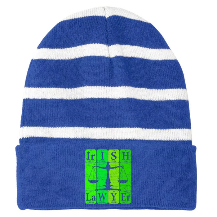 Irish Lawyer Periodic Table Elets Nerd Attorney Gift Striped Beanie with Solid Band