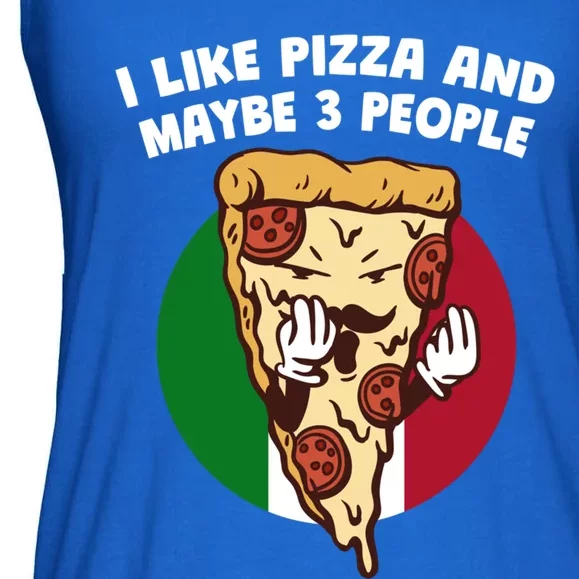 I Like Pizza And Maybe 3 People Funny Italian Humor Italy Gift Ladies Essential Flowy Tank