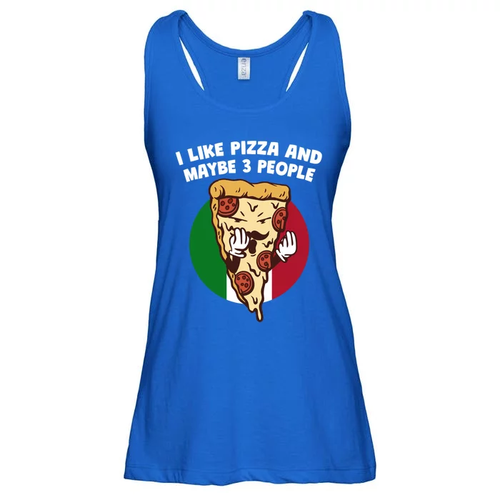 I Like Pizza And Maybe 3 People Funny Italian Humor Italy Gift Ladies Essential Flowy Tank