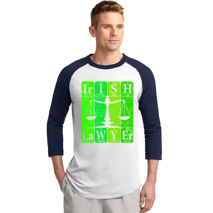 Irish Lawyer Periodic Table Elets Nerd Attorney Gift Baseball Sleeve Shirt