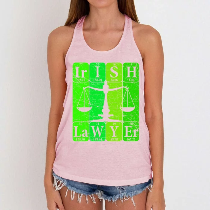 Irish Lawyer Periodic Table Elets Nerd Attorney Gift Women's Knotted Racerback Tank