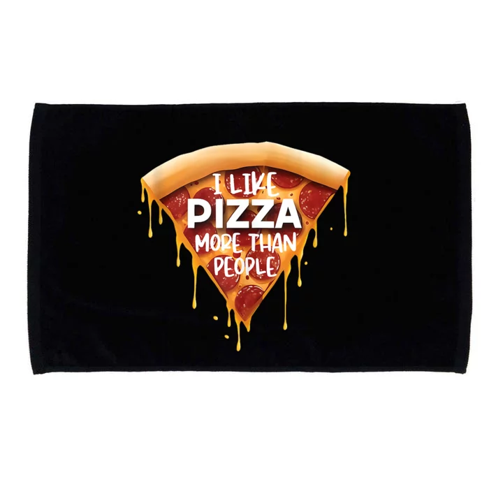 I Like Pizza More Than People Funny Slice New York Style Pie Microfiber Hand Towel