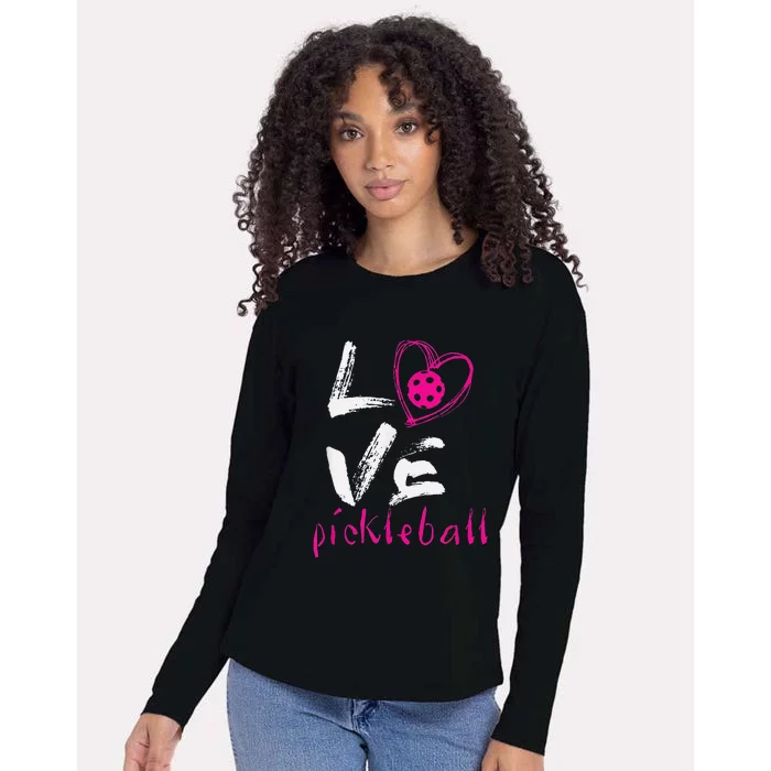 I Love Pickleball Funny Pickle Ball Tee For Player Womens Cotton Relaxed Long Sleeve T-Shirt