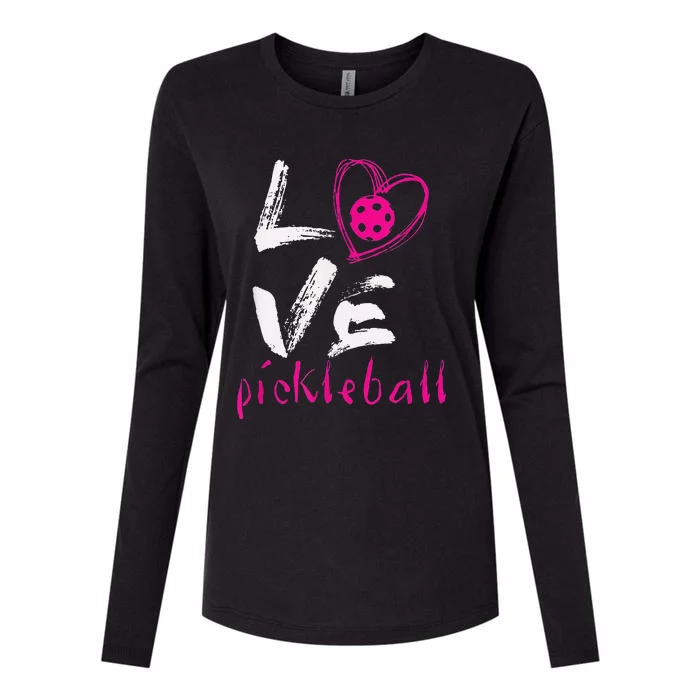 I Love Pickleball Funny Pickle Ball Tee For Player Womens Cotton Relaxed Long Sleeve T-Shirt