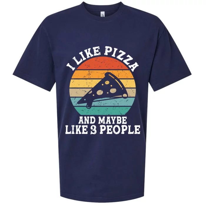 I Like Pizza And Maybe 3 People Funny Retro Cute Gift Sueded Cloud Jersey T-Shirt