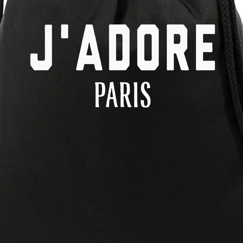 I Love Paris J Adore Paris France Black Graphic Drawstring Bag