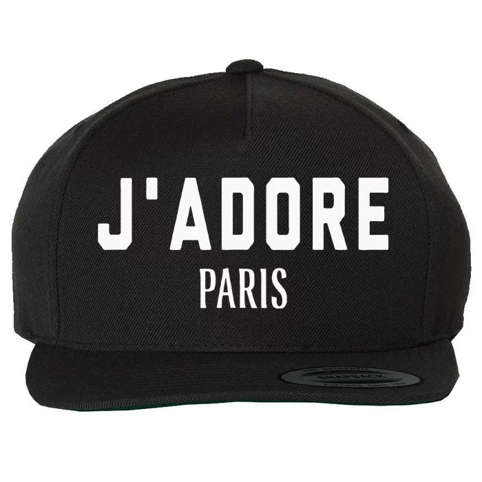 I Love Paris J Adore Paris France Black Graphic Wool Snapback Cap