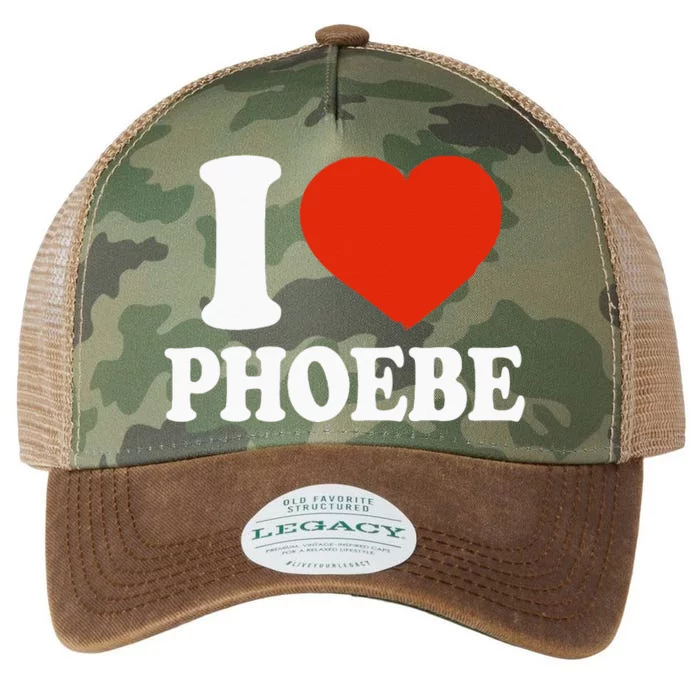 I Love Phoebe I Heart Phoebe Red Heart Valentine Legacy Tie Dye Trucker Hat