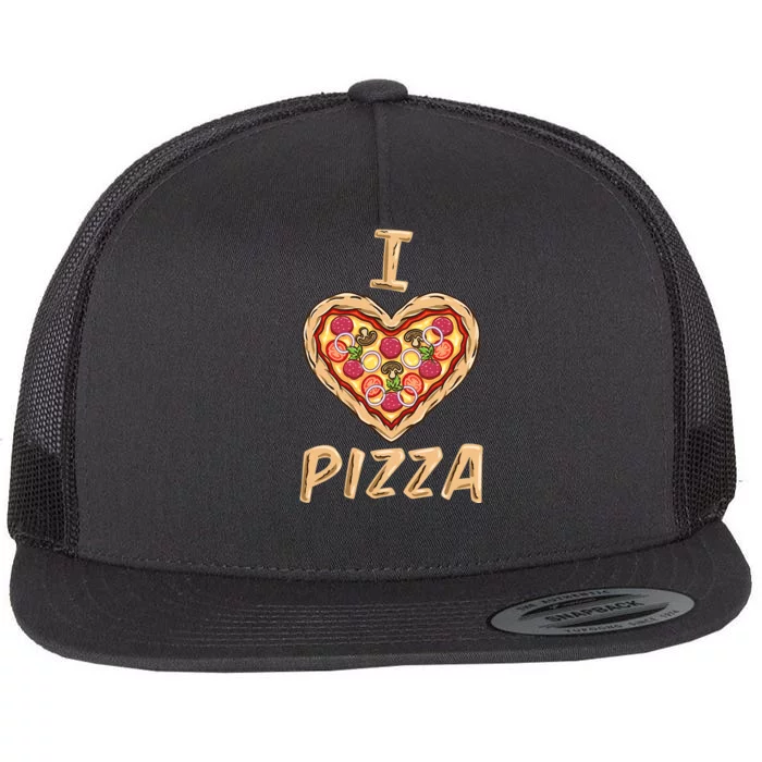 I Love Pizza for Pizza Lover Flat Bill Trucker Hat