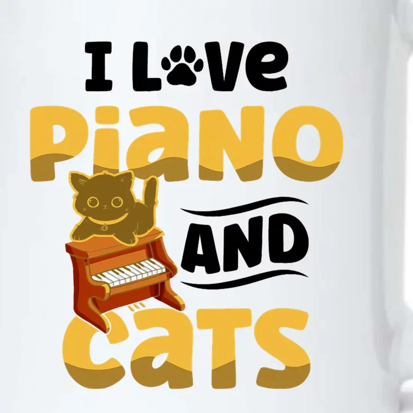 I Love Piano And Cats Musician Pianist Cat Kitty Black Color Changing Mug