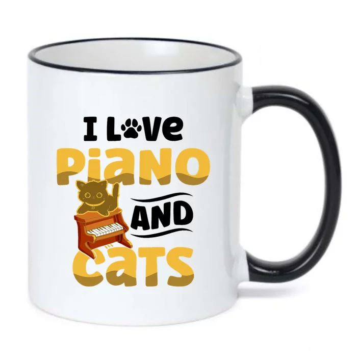 I Love Piano And Cats Musician Pianist Cat Kitty Black Color Changing Mug