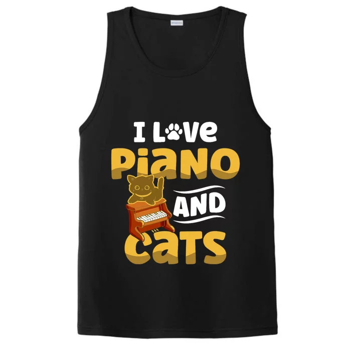 I Love Piano And Cats Musician Pianist Cat Kitty Performance Tank