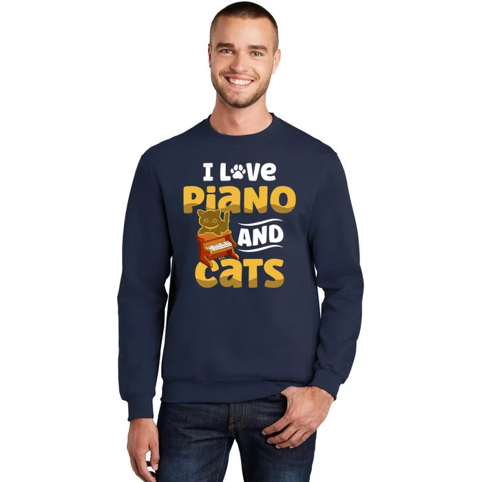 I Love Piano And Cats Musician Pianist Cat Kitty Sweatshirt