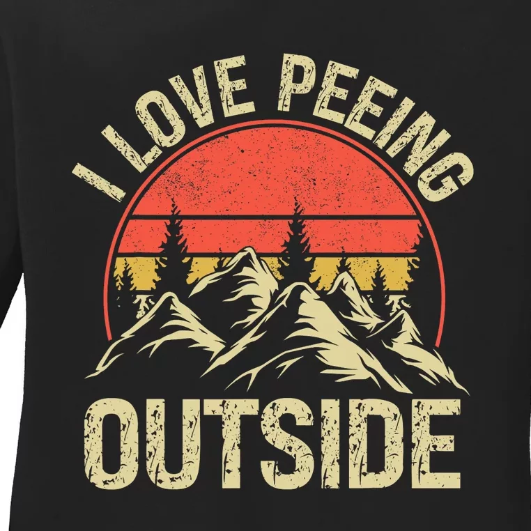 I Love Peeing Outside Camping Lovers Camper Funny Ladies Long Sleeve Shirt