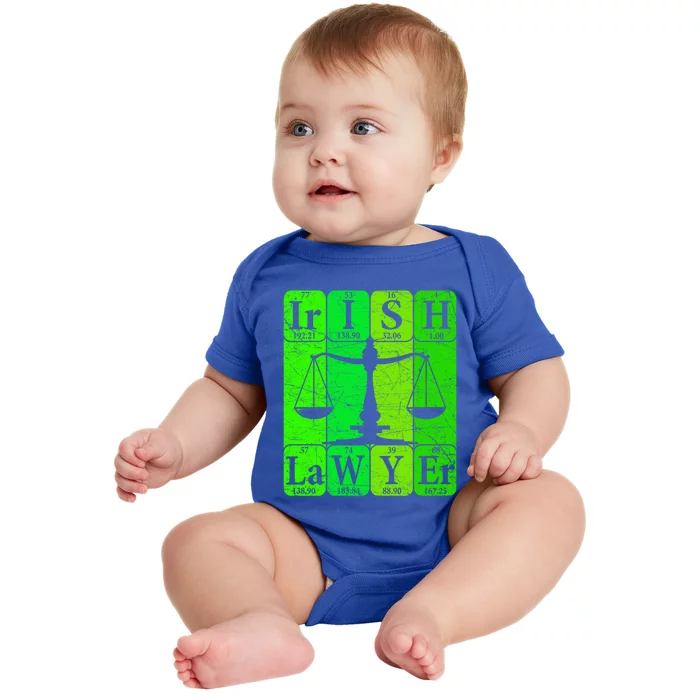 Irish Lawyer Periodic Table Elets Nerd Attorney Gift Baby Bodysuit