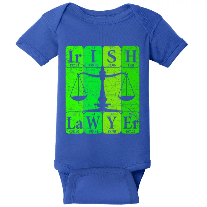 Irish Lawyer Periodic Table Elets Nerd Attorney Gift Baby Bodysuit